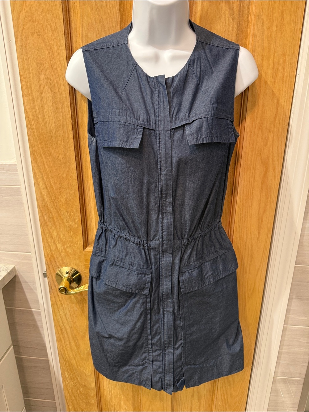 Theory Sleeveless Shift Dress in Navy Blue